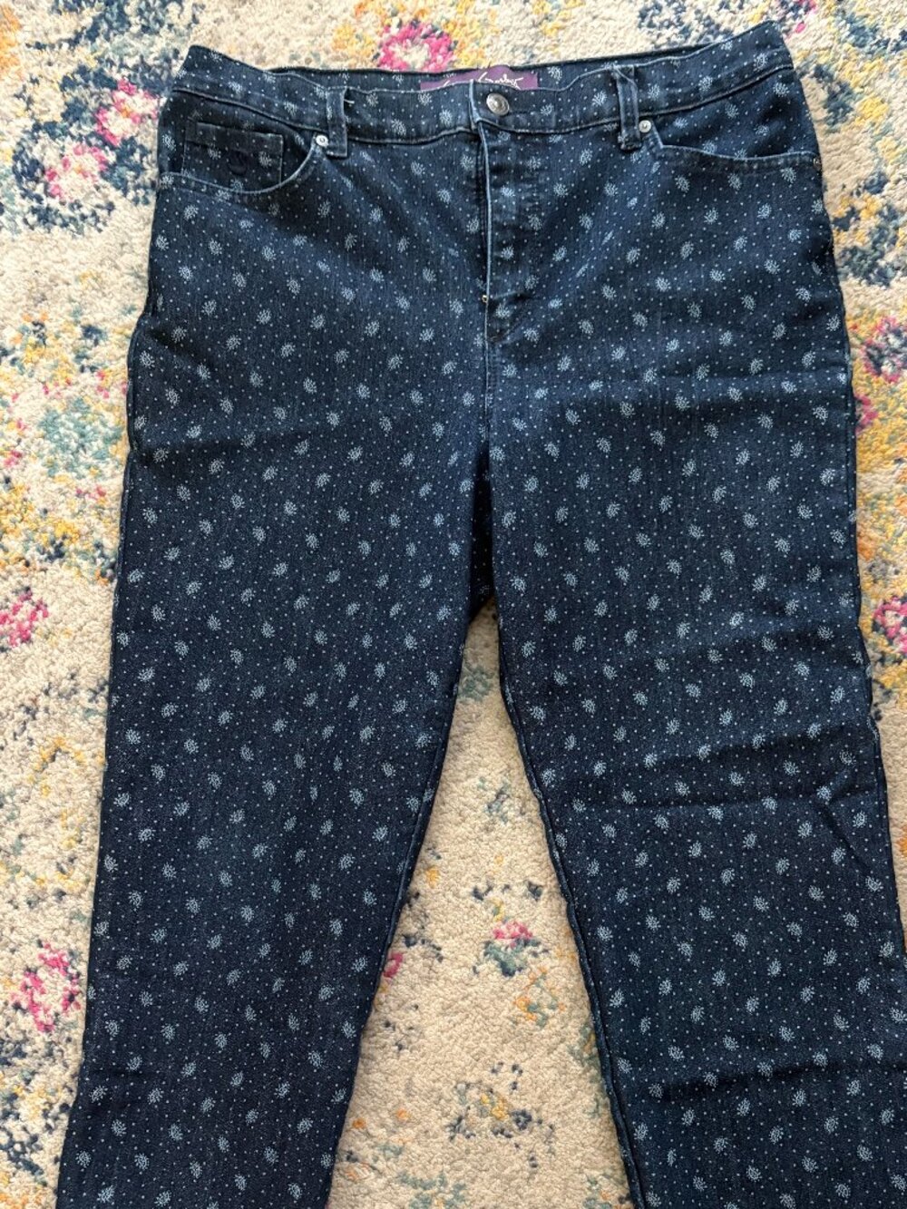 Gloria Vanderbilt Womens Paisley Print Amanda Jeans Size 14P